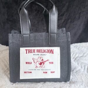 True Religion Black and White Denim Tote
